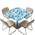 thumbnail image 1 of FKELYI Square Fitted Table Cover Elastic Tablecloth Blue Hibiscus Flower Print Stretch Fabric Removable Card Tables Top Cover for Dining Kitchen Home Party, 36x36 inch, 1 of 6
