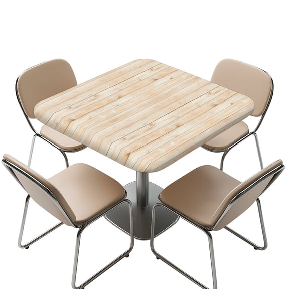 FKELYI Square Tablecloth Elastic Table Cover for Outdoor Picnic Washable Dustproof Table Protector Khakii Stripe Plank Print Kitchen Decoration Home Accessories, 34x34 inch