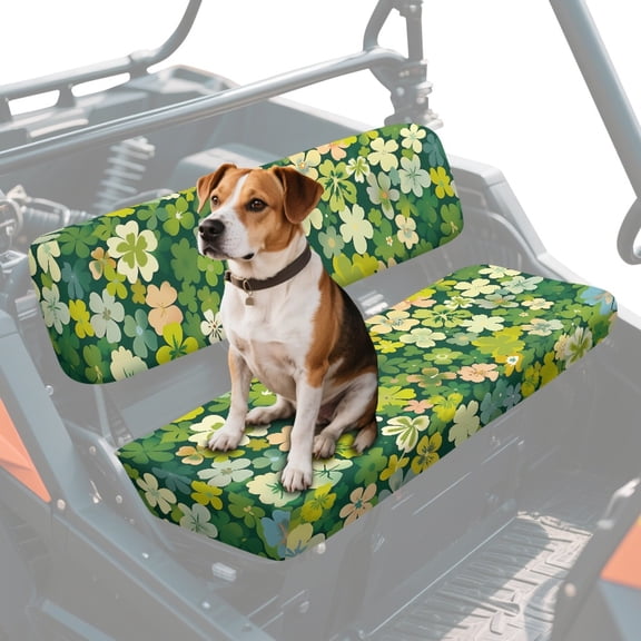 FKELYI St.Patrick's Day Anti-Dust Mule Bench Seat Cover Backrest Cover UTV ATV Accessories Green Shamrock Leaf Print Waterproof Powersports Seats Covers UTV Interior Decor