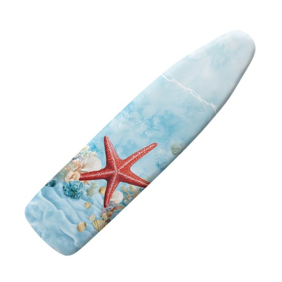 FKELYI Starfish Sea Shell Print Ironing Board Cover with Hook and Loop Fastener Straps Home Accessories Polyester Iron Padding Covers Heat Resistant for Laundry Clothing Shop, L