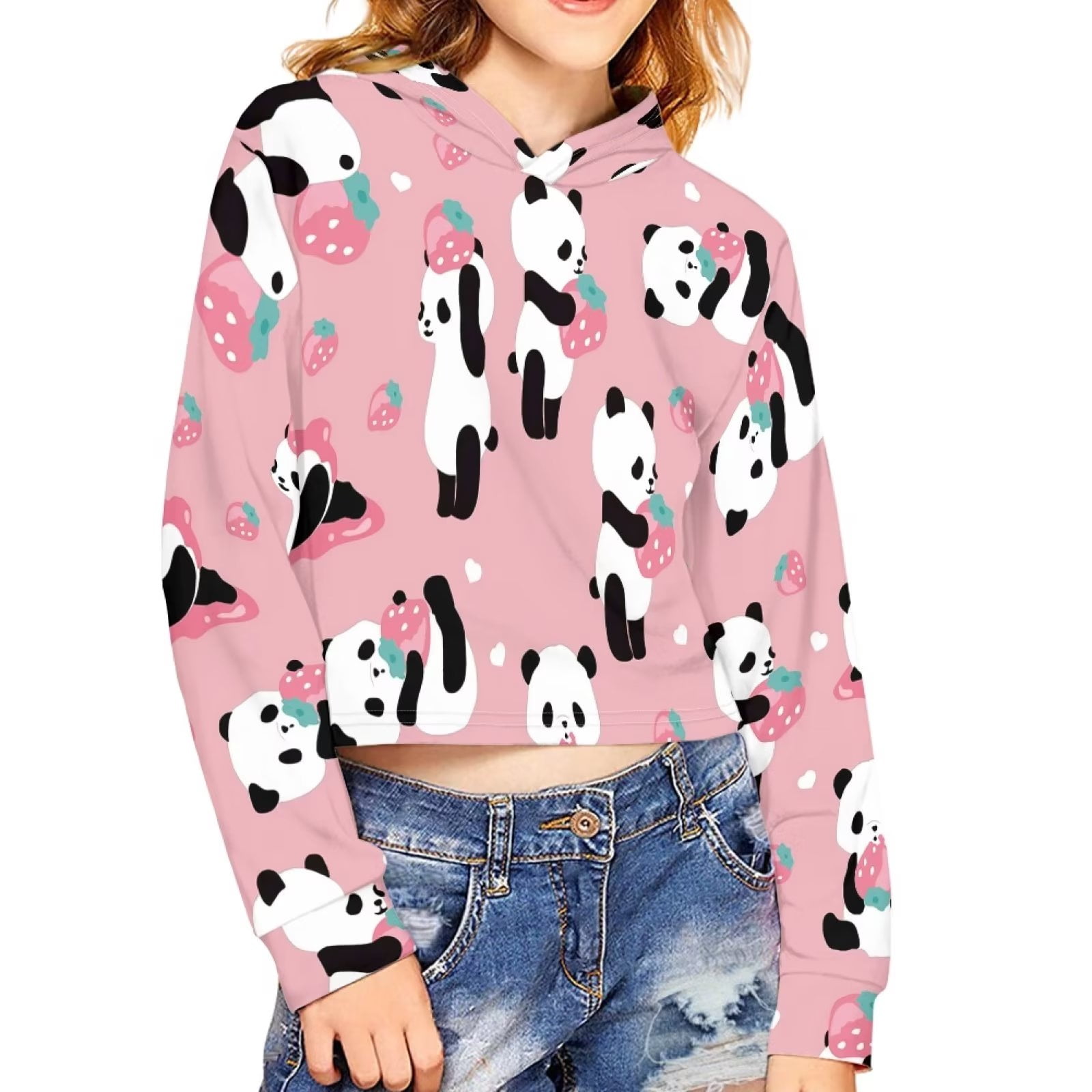 Panda crop top hoodie hotsell