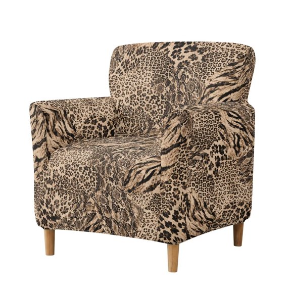 FKELYI Stretch Armchair Cover Grunge Leopard Zebra Print Non-Slip Couch Sofa Slipcover Removable Loveseat Protector Anti-Scratch Furniture Decor for Home Office