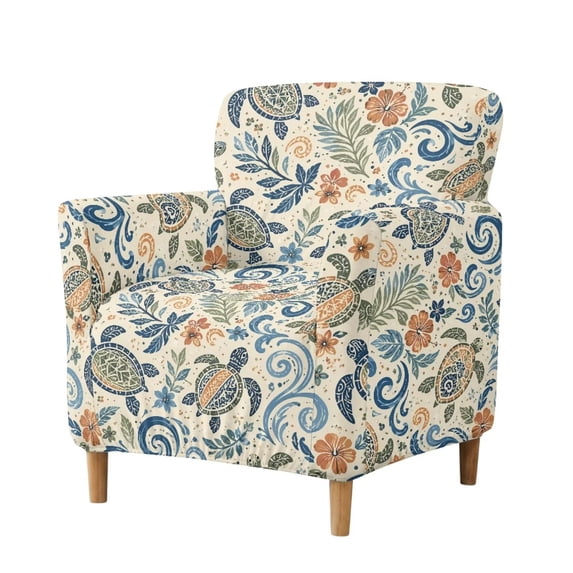 FKELYI Stretch Couch Sofa Cover Non-Slip Armchair Slipcover for Home Living Room Office Art Boho Flower Turtle Print Furniture Protector Washable Loveseat Covers
