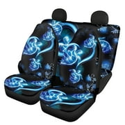 FKELYI Stretchy Polyester Split Bench Front and Rear Auto Seat Covers Car Accessories,Fit Most Car,SUV,Truck,Van,Non-Slip Shiny Flower Turtle Print Car Vehicle Seat Covers Protectors,Female Male