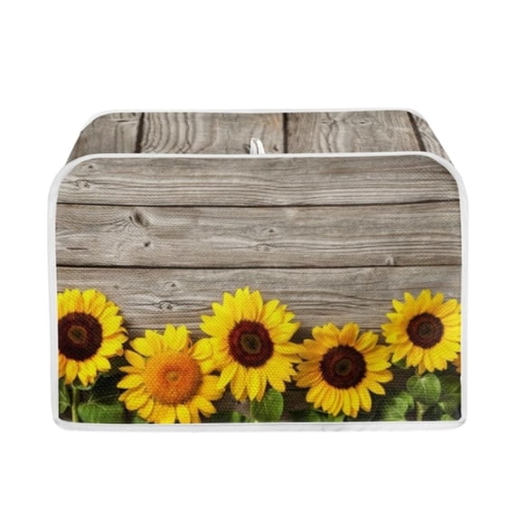 FKELYI Sunflower Board Toaster Cover 2 Slice Wide Slot Dustproof Toaster Oven Covers for Kitchen Anti Fingerprint & Stain Resistant Bread Machine Cover Decor