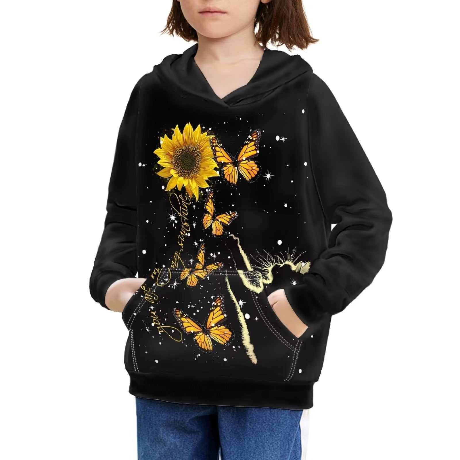 Spring/Autumn New Cotton Teen Girls Sweater Children's Colored Love Hoodie  Kids Clothes Sweatshirts 6 7 8 9 10 11 12 13 14 Years