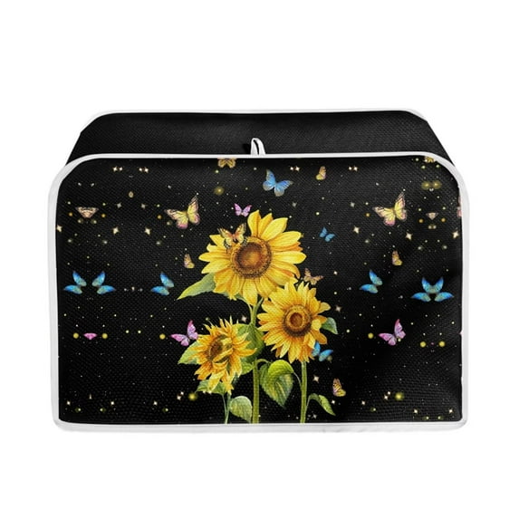 FKELYI Sunflower Butterfly Toaster Cover Lightweight 4 Slice Wide Slot Toaster Dust Cover Wear-Resistant Kitchen Toaster Dust Covers