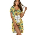 thumbnail image 1 of FKELYI Sunflower Cartoon Cat Print Women's Nightgown Short Sleeve Pajama Dress Comfy Sleepwear Dress Button Down Sleep Shirts Breathable Boyfriend Nightdress Soft Dress, M, 1 of 6