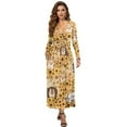 thumbnail image 1 of FKELYI Sunflower Cartoon Dog Print Womens Fall Maxi Dress V-Neck Long Sleeve Casual Dress with Pocket A-Line Flowy Tiered Dresses for Spring Winter, M, 1 of 6