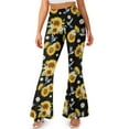 thumbnail image 1 of FKELYI Sunflower Daisy Hummingbird Print Yoga Pants Tummy Control Wide Leg Pants for Women Girls High Waisted Bootcut Pants Casual Bell Bottom Pants Sweatpants Activewear, 2XL, 1 of 7