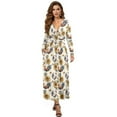 thumbnail image 1 of FKELYI Sunflower Rooster Print Fall Maxi Dress Long Sleeve A-Line Flowy Dresses with Side Pockets for Women V Neck Casual Dress for Spring Winter, 2XL, 1 of 6