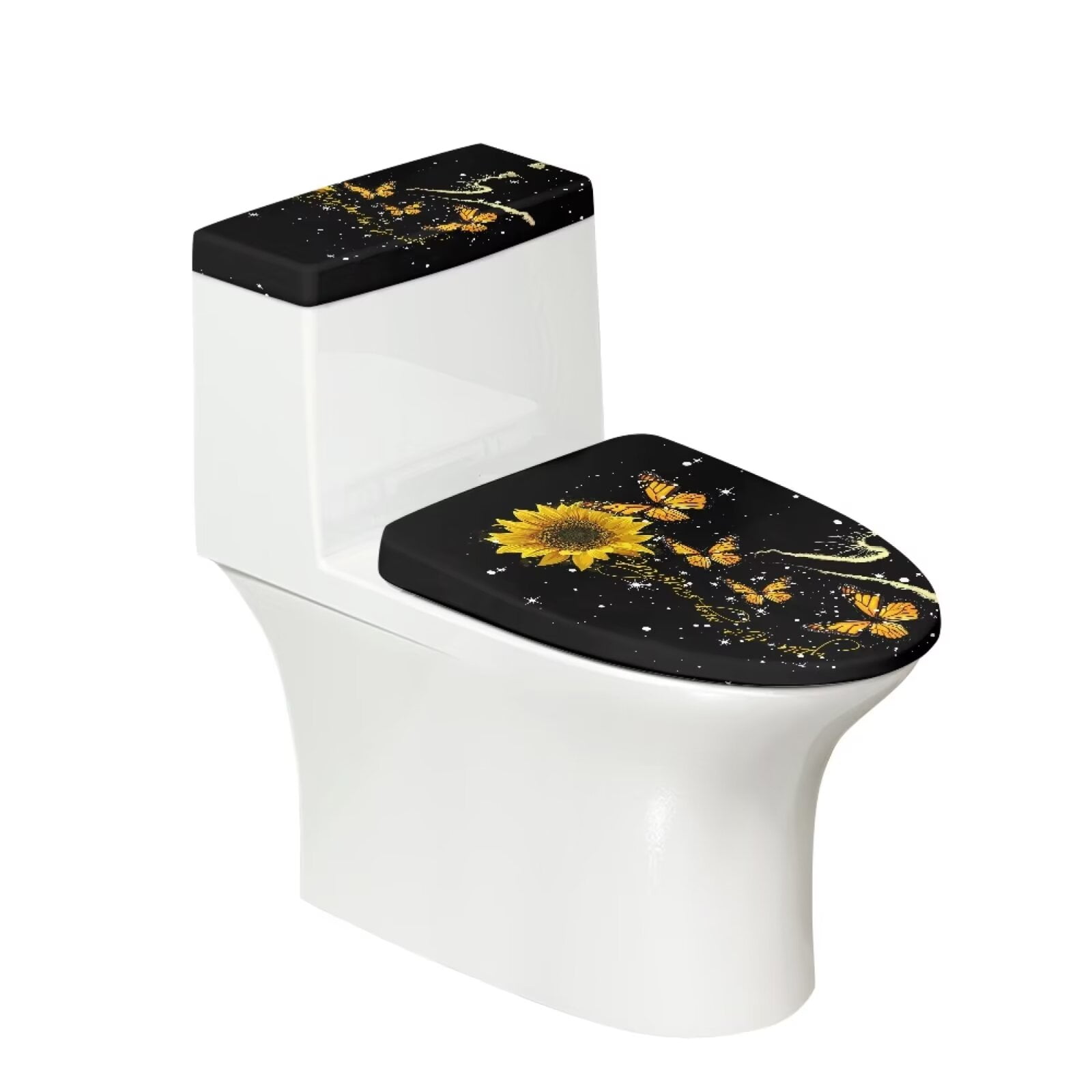 FKELYI Sunflower Toilet Tank Cover Foldable Butterfly Toilet Lid Cover