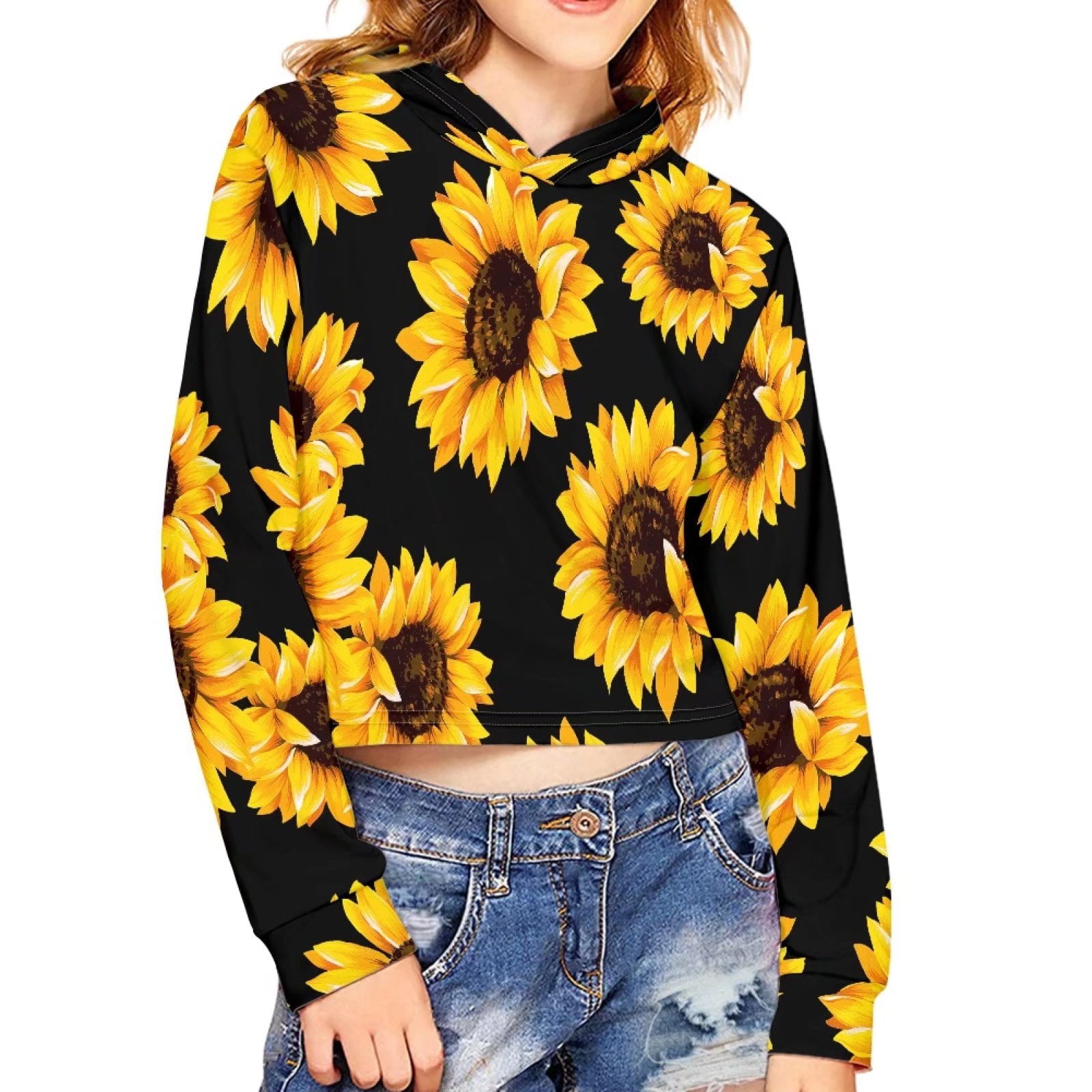 Sunflower crop top discount hoodie