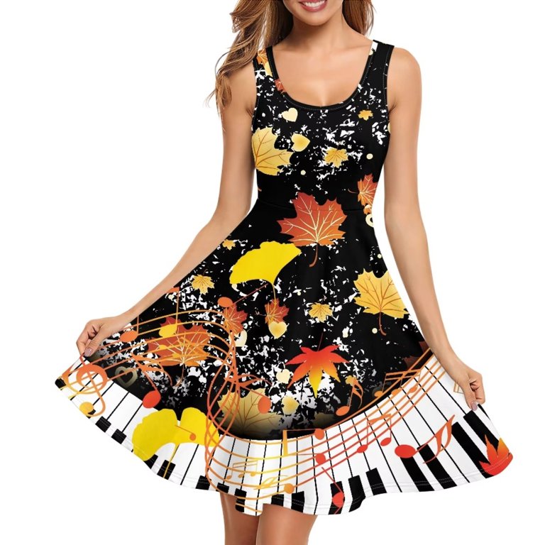Fkelyi Thanksgiving Maple Leaf Sleeveless Dress Size XS Soft Sleeveless Dresses Long Elastic Happy Fall Tank Dresses Midi for Women Fkelyi Thanksgiving Maple Leaf Sleeveless Dress Size XS Soft Sleeveless Dresses Long Elastic Happy Fall Tank Dresses Midi for Women