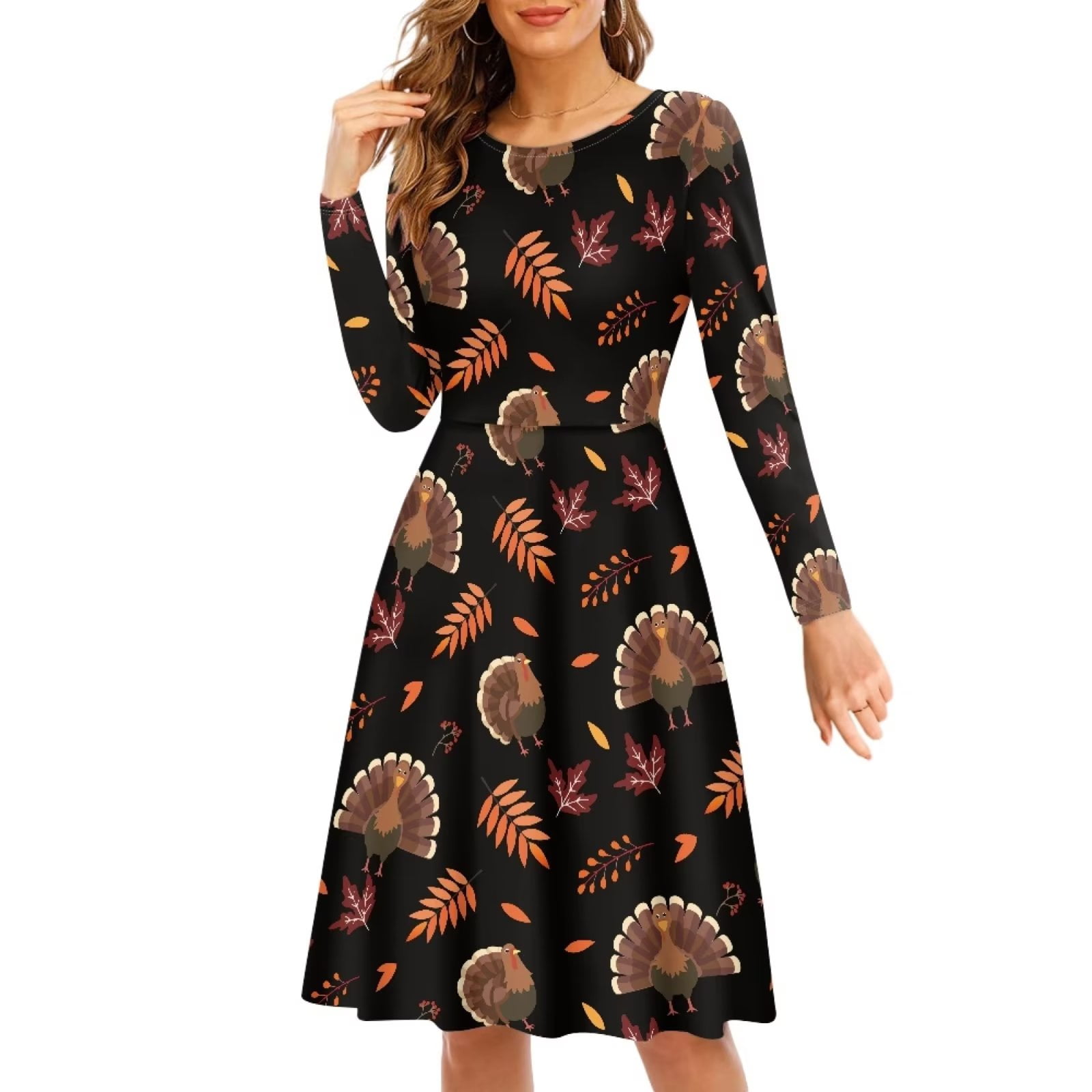 FKELYI Thanksgiving Turkey Women Dress Fall Leaf Casual Midi Length Dress Knee Length Comfortable Ladies Swing Twirl Skater Dress Size 3XL - Walmart.com FKELYI Thanksgiving Turkey Women Dress Fall Leaf Casual Midi Length Dress Knee Length Comfortable Ladies Swing Twirl Skater Dress Size 3XL - Walmart.com