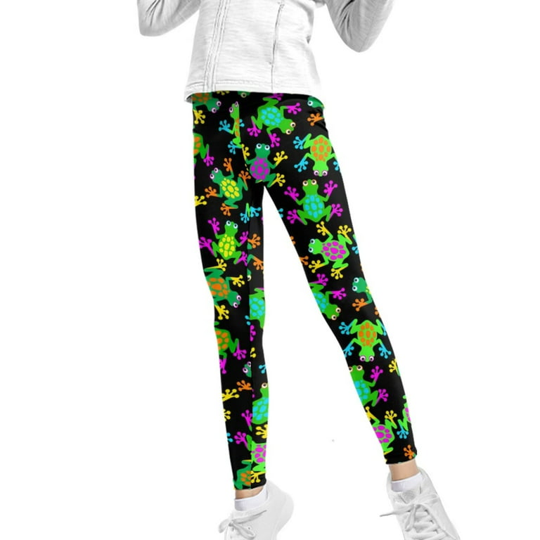 FKELYI Trippy Frog Kids Legging for Teen Girls Quick Drying Active