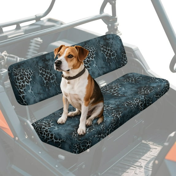 FKELYI UTV Seat Covers Full Protection Anti-Dust Bench Seat Cover with Elastic Band Grunge Leopard Print Backrest Cover Waterproof Decor UTV Accessories
