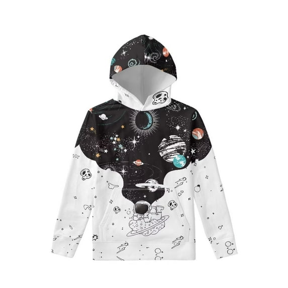FKELYI Universe Planets Hoodies for Kids Boys Graphic Size 14-16 Years Elastic School Long Sleeve Sweatshirts Durable Playing Hooded Pullover for Youth