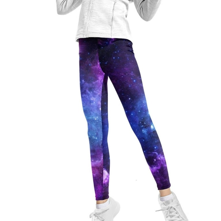 FKELYI Universe Space Girls Leggings Size 12-13 Years Breathable Sports  Kids High Waisted Tights Soft Vacation Active Children Yoga Pants
