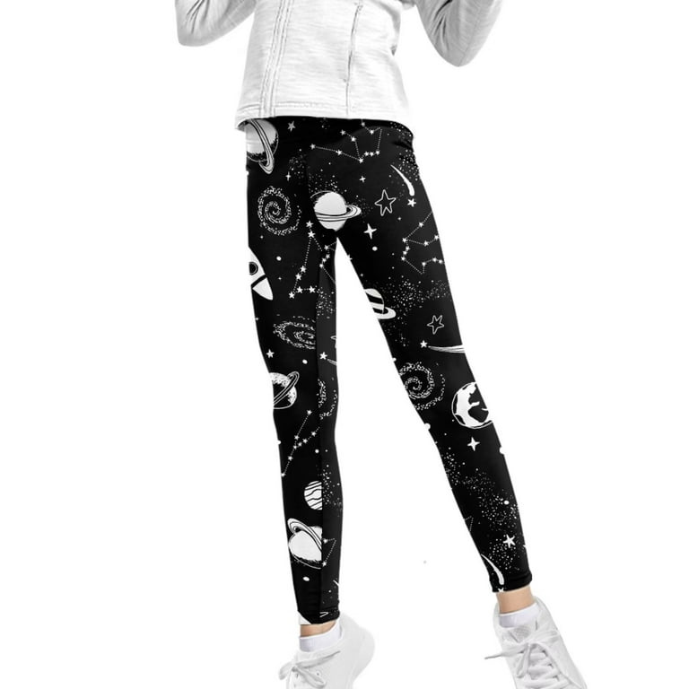 FKELYI Universe Star Girls Leggings Size 6-7 Years Soft Outdoor Activities  High Waisted Yoga Pants Comfy Leisure Children Kids Active Tights 