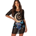 thumbnail image 1 of FKELYI Vintage Dreamcatcher Butterfly Moon Print Swimwear Cover Ups for Women Half-Sleeve Cover Up for Bathing Suits Summer Beach Kafrtan Dress Soft Sheer Fabric Vacation Outfits, L, 1 of 6