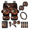 thumbnail image 1 of FKELYI Vintage Horse Black Print Auto Seat Covers Full Set with Steering Wheel Cover Shoulder Seatbelt Pad Armrest Pad Cup Coasters Head Rest Protector Gear Shift Knob Sleeve for Most Sedan, 1 of 6