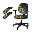 thumbnail image 1 of FKELYI Vintage Sunflower Butterfly Print Office Chair Slipcovers with 2 Pcs Armrest Covers Stretch Fabric Computer Chair Cover for Armchair Swivel Chair Home Office Decor, 1 of 7