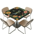 thumbnail image 1 of FKELYI Vintage Sunflower Dragonfly Print Square Fitted Table Cover Tablecloth with Elastic Edge Stretchable Card Tables Top Cover for Dining Kitchen Home Party, 34x34 inch, 1 of 6