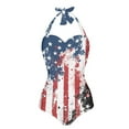 thumbnail image 1 of FKELYI Vintage USA Flag Star Print Polyester Swimwear for Women One Piece Bikini Swimsuits V Neck Monokini Breathable Bathing Suits Summer Beachwear for Ladies Teens Girls Beach Party, XL, 1 of 7