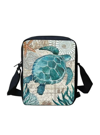 Mcm Aren Small Visetos Sea Turtle Mixed Coated Canvas Leather Crossbody Tote Bag