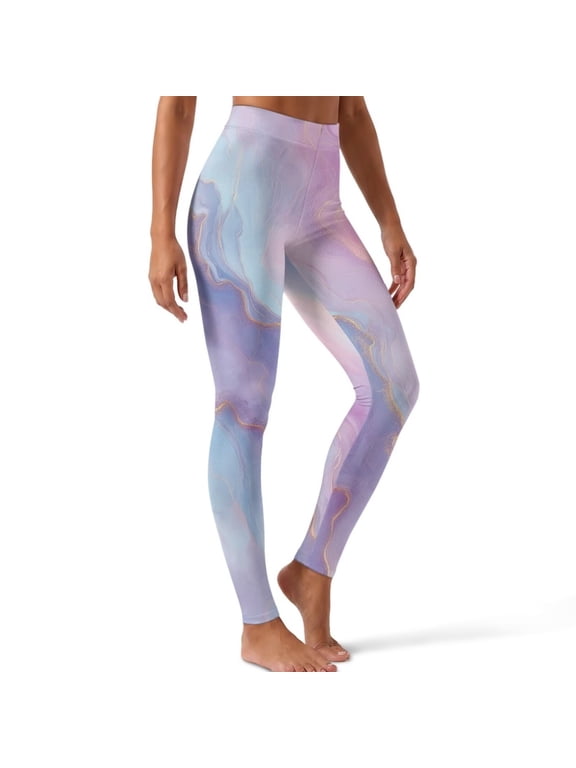 Women Yoga Leggings for Workout, Marble Pink Purple Print, M, Non Seen Through Leggings for Women, Squat-Proof, High Rise Athletic Pants, Buttery Soft, Casual Sweatpants