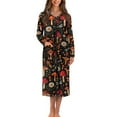 thumbnail image 1 of FKELYI Women Zip Up Robe Nightgowns Comfy House Coats Full Length Sleepwear House Dress Daisy Floral Dragonfly Mushroom Print Long Sleeve Bathrobe with 2 Pockets, 2XL, 1 of 6