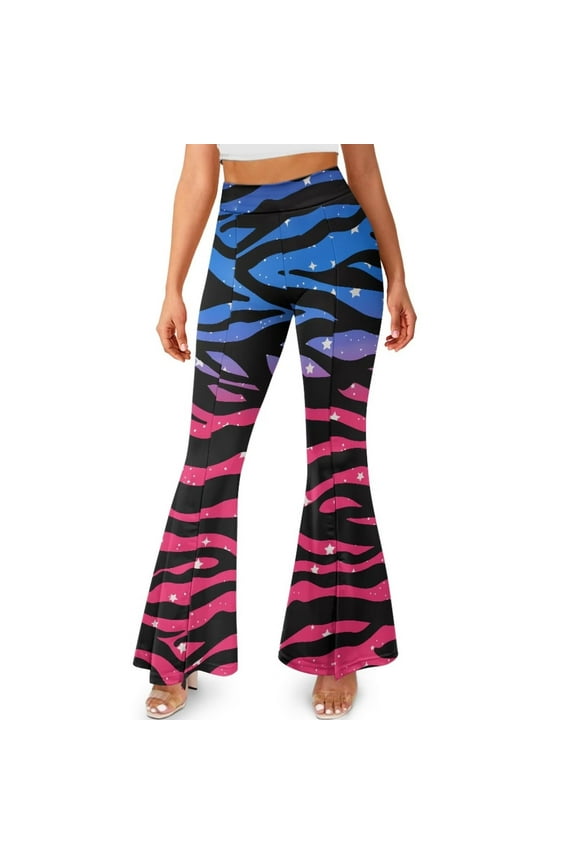 Women's Flared Yoga Leggings Gradient Zebra Star Print Wide Leg Yoga Pants High-Waisted Flare Leggings for Lady Indoor Outdoor Workout, Sweatpants Athletic Leggings, XS