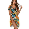 thumbnail image 1 of FKELYI Women's Nightgown Short Sleeve Pajama Dress Skin-Friendly Sleepwear Dress Groovy Hippie Daisy Flower Print Button Down Sleep Shirts Breathable Boyfriend Nightdress, S, 1 of 6