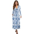 thumbnail image 1 of FKELYI Womens Fall Dress Long Sleeve Maxi Dress for Wedding Party Blue Floral German Shepherd Dog Print Casual Outdoor Cloth V Neck Soft Dresses with Pocket, L, 1 of 6