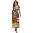 thumbnail image 1 of FKELYI Womens Fall Dress Long Sleeve Maxi Dress for Wedding Party Groovy Hippie Flower Print Casual Outdoor Cloth V Neck Soft Dresses with Pocket, L, 1 of 6