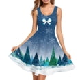 thumbnail image 1 of FKELYI Xmas Tree Sleeveless Dress Size M Polyester Snowflake Christmas Dresses for Women Comfortable Swing Twirl Skater Dress, 1 of 4
