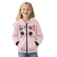 thumbnail image 1 of FKELYI Zipper Front Hoodies Girls Long Sleeve Sweatshirt Kids Fleece Jacket with Pockets Daisy Floral Pink Cat Print Fall Top Winter Clothes, L, 1 of 6