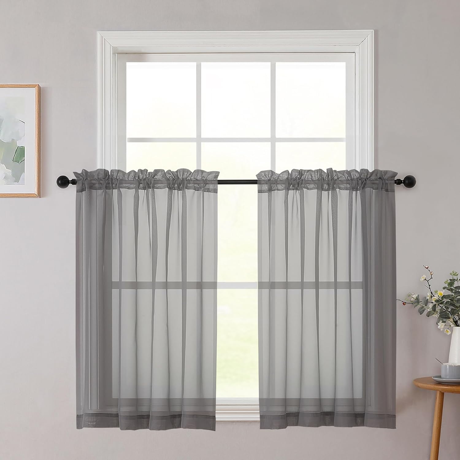 FKHDGF-Cafe Curtains 36 Inch Length Tier 2 Pieces, Modern Soft Airy