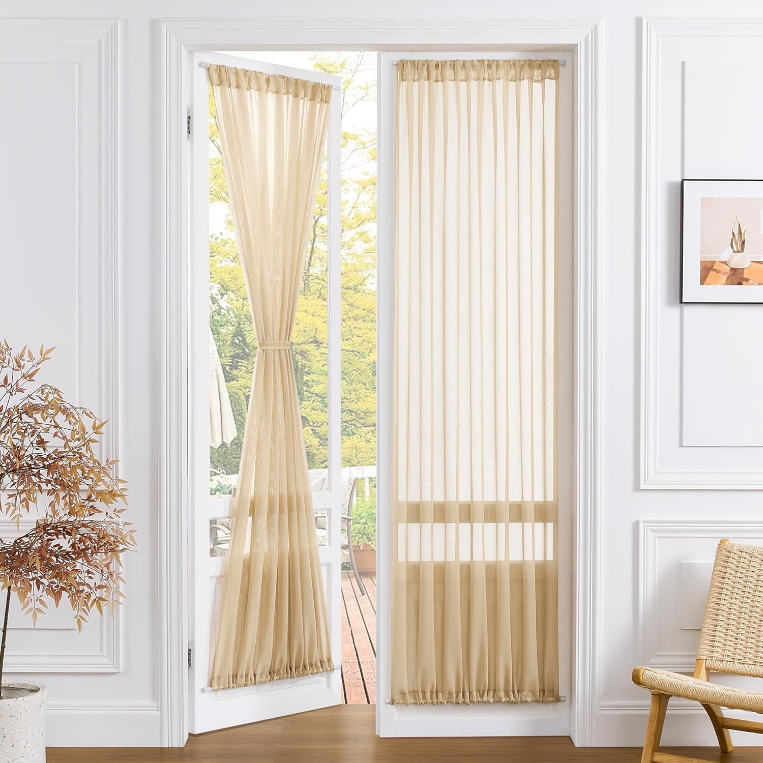 FKHDGF-Sheer Door Curtains Closet Linen Textured Curtain Sheers Doorway ...