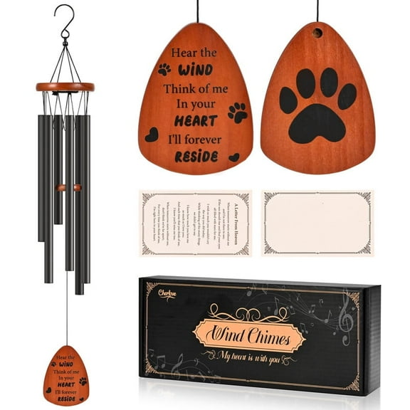 FKHouse 26" Memorial Gifts for Loss of Dog, Memorial Wind Chimes with 6 Tubes & Hook Sympathy Gift Bereavement Gifts for Dogs, Dog Remembrance Gift, Wind Chimes for Outdoor Garden