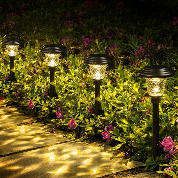FKHouse 8 Pack Solar Pathway Lights, Solar Garden LED Lights Outdoor Warm White, for Yard, Patio, Landscape, Walkway (Brown)