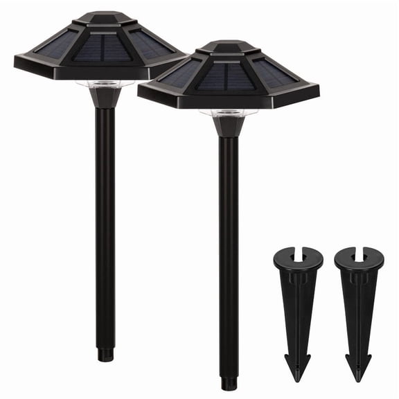 Gigalumi Solar Plastic Black LED Landscape Light , Warm White Waterproof Path Light 2-Pack