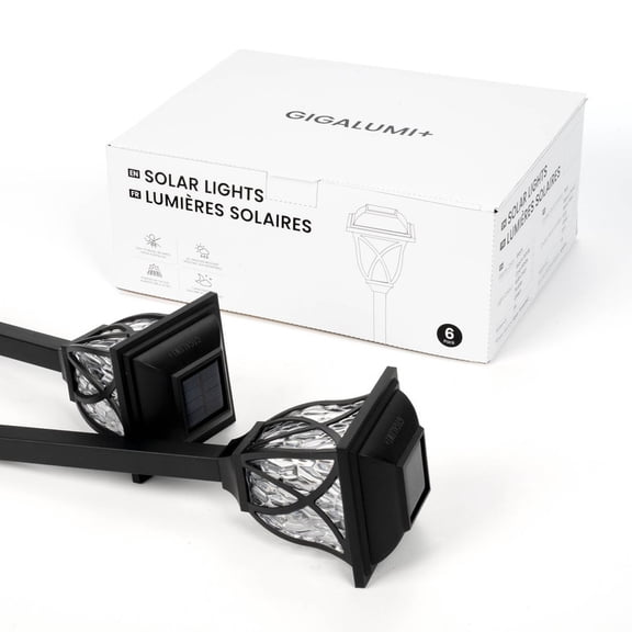 GIGALUMI+ Solar Black 2 V LED Landscape and Walkway Light (6 Pack)