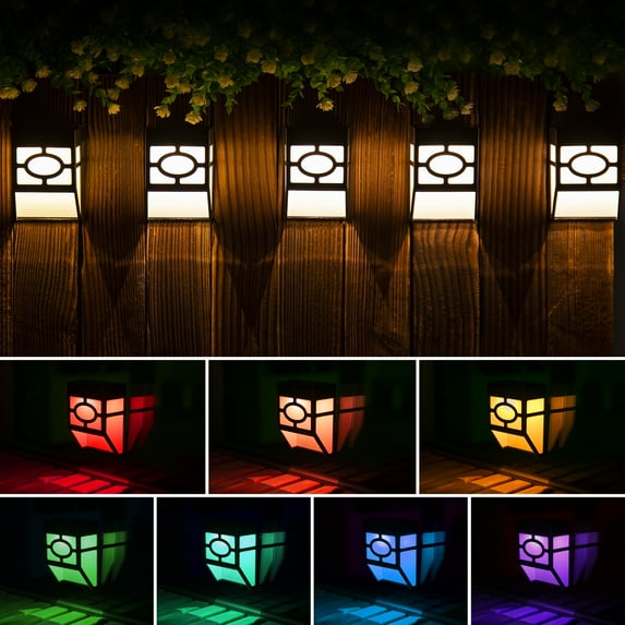 FKHouse Solar Deck Lights, Outdoor Décor, RGB & White 8-Pack, 2 ModesUnique Pattern, Waterproof Automatic Outside, Deck, Patio, Stairs, Yard, Steps, Path & Driveway (Warm White & Color Changing)