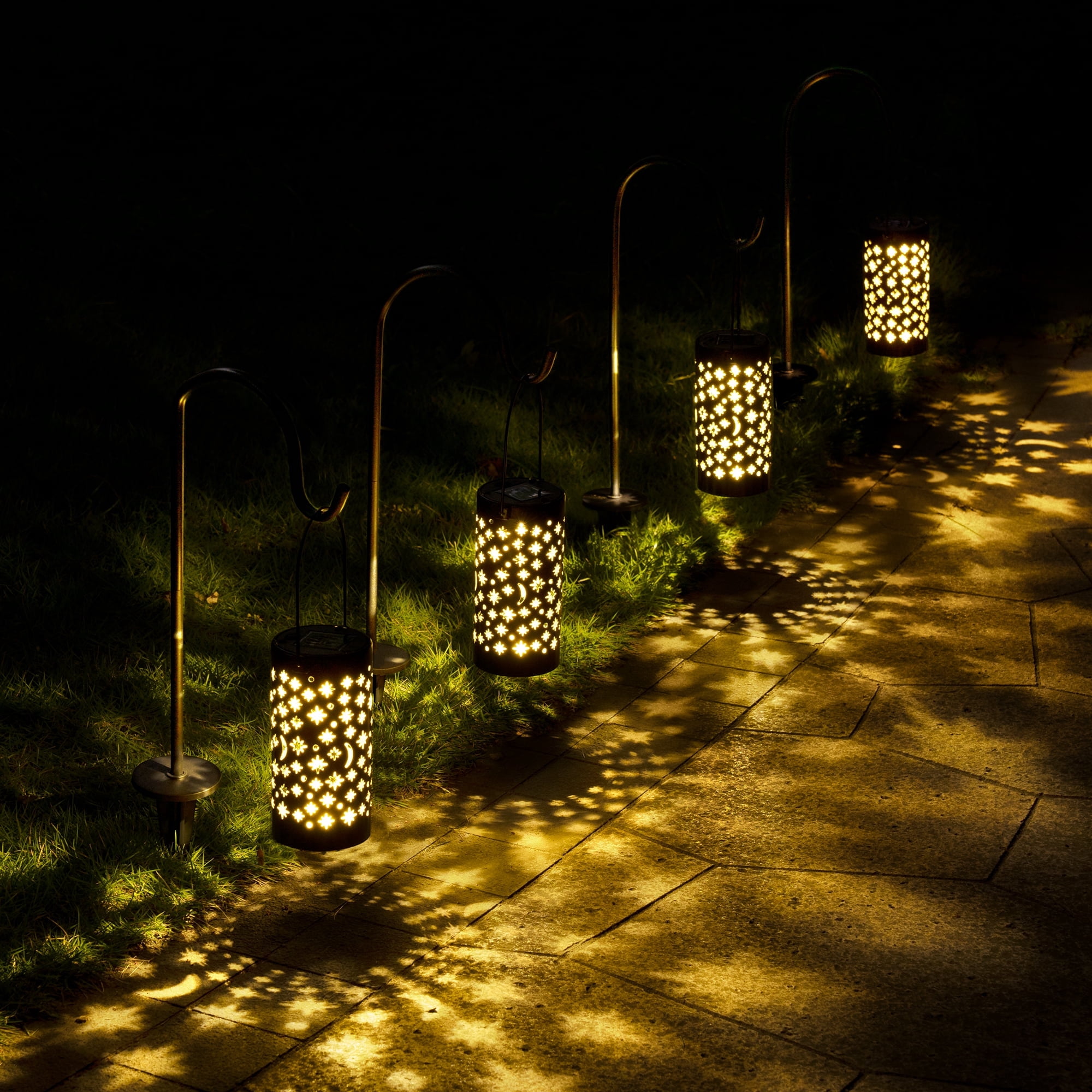 GIGALUMI 6 Pack Solar Lanterns, Outdoor Waterproof Decorative Lights