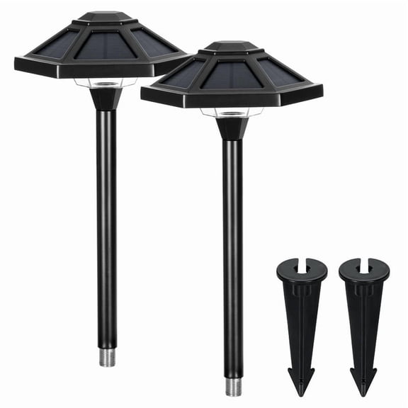 Gigalumi Warm White Solar LED Landscape Light , Black Aluminum, Waterproof Path Light 2-Pack