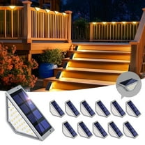FKHouse Warm White Solar Stair Lights for Outside,24 LEDs Solar Step Lights Outdoor Waterproof Decor 12 Pack