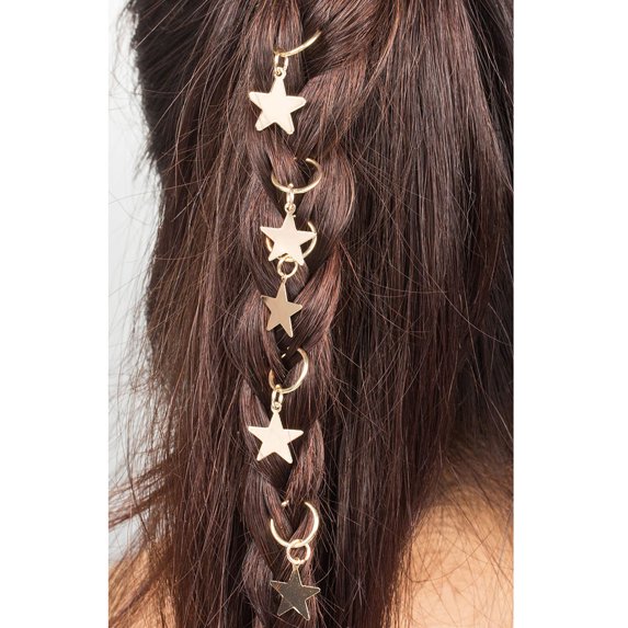 FKMJH 5PC Accessory Women Hip-Hop Braid Hand Cross Star Ring Hair Clips Band and Multicolor2 Black Hairband