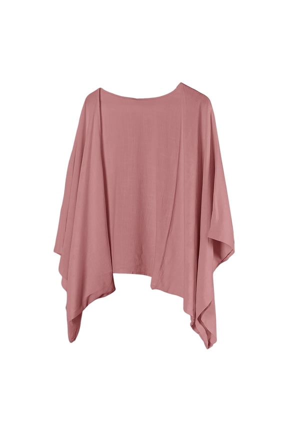 Beach towel Solid Casual Cardigan for Women Spring Summer Autumn Cotton Linen Elegant Three Quarter Sleeve